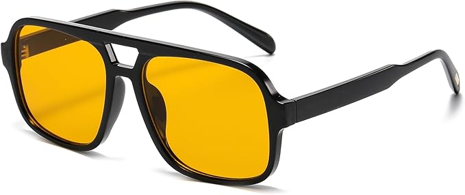 Retro Aviator Sunglasses for Women Men Trendy Classic 70s Square Aviator Sun Glasses Vintage Shades