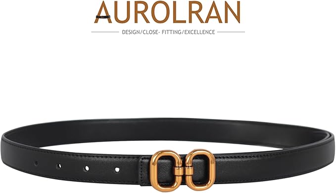 Women's Fashion Classic Metal Buckle Leather Belt with Jeans Dress