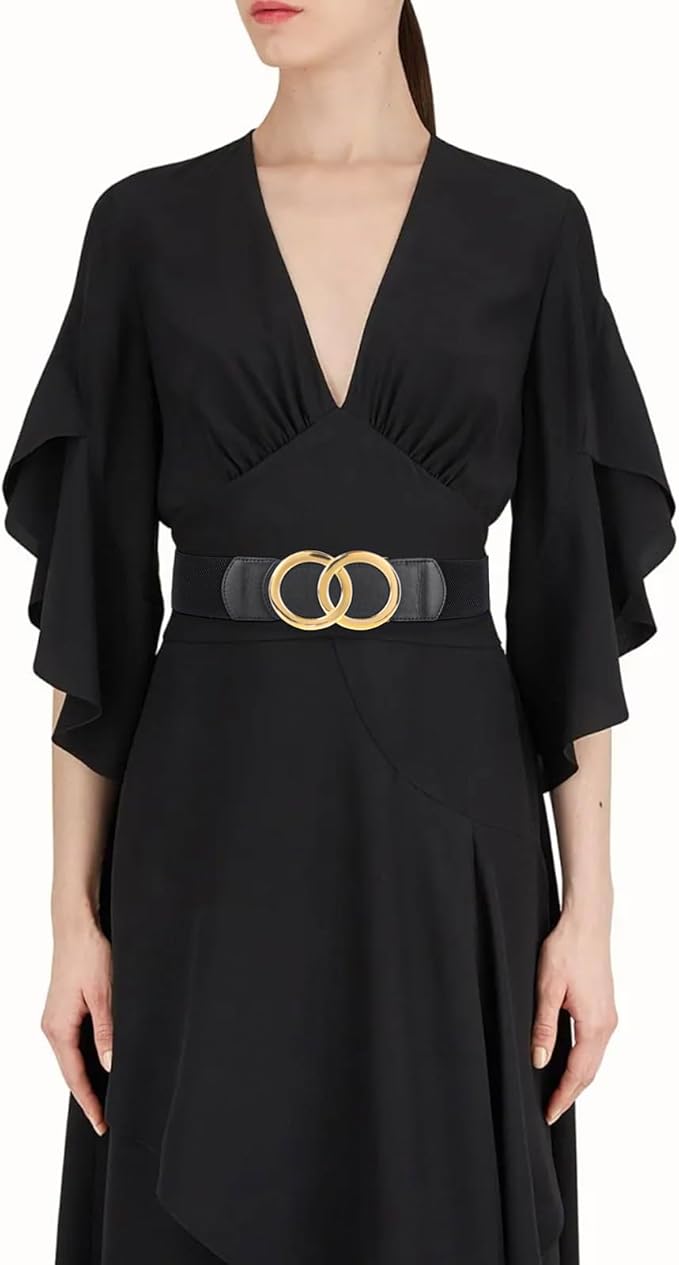 Women's Fashion Classic Metal Buckle Leather Belt with Jeans Dress