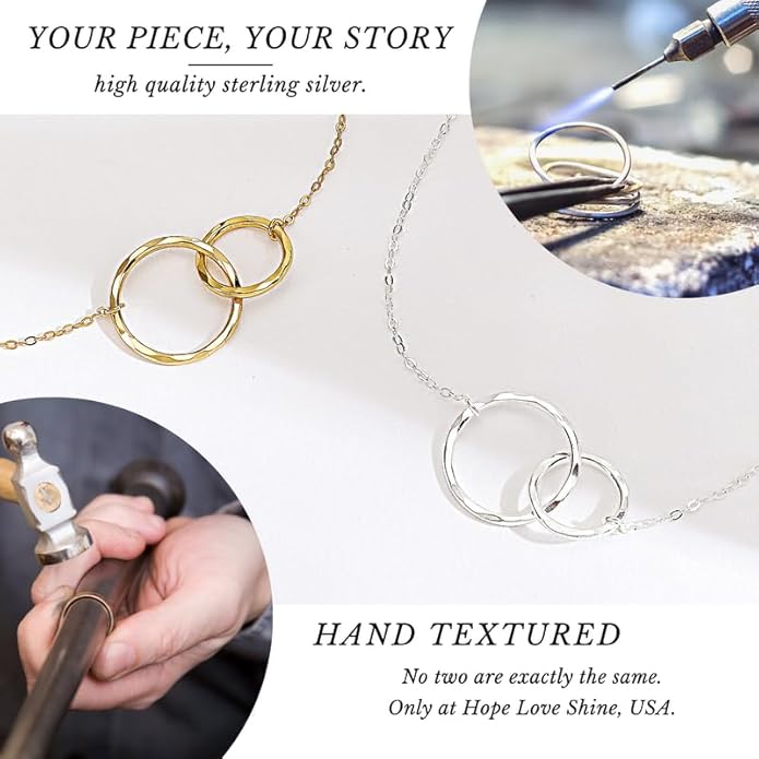 HOPE LOVE SHINE Mom Gift from Daughter - Sentimental, Meaningful Mother and Daughter Necklace, Jewelry, 14k Gold Plated Sterling Silver