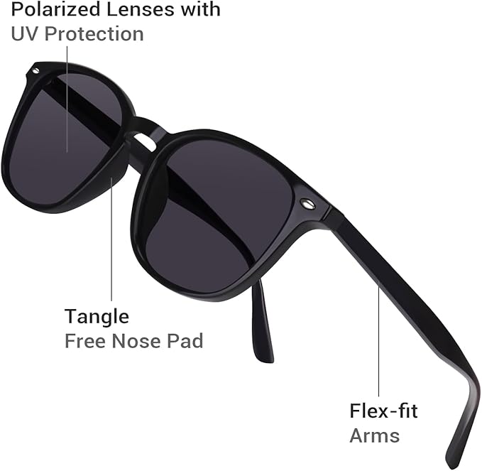 DrRelax Retro Sunglasses Womens Trendy Round Polarized Shades Sun Glasses