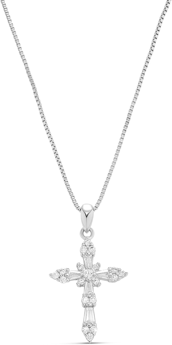 Milla 14K Gold Plated Cross Necklace for Women, Silver Cross Necklaces for Women, 18 inches Chain with Cross Pendant