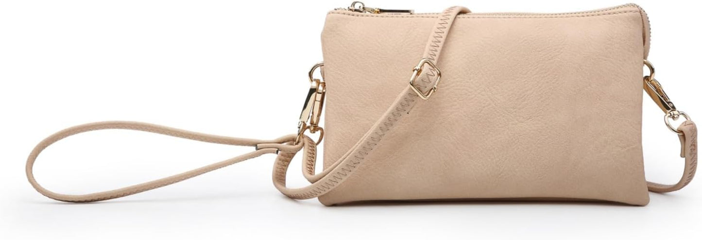 JEN & CO. Riley Small Crossbody Bags for Women Vegan Leather Wristlet Clutch Wallet Purses Handbags with 2 Straps