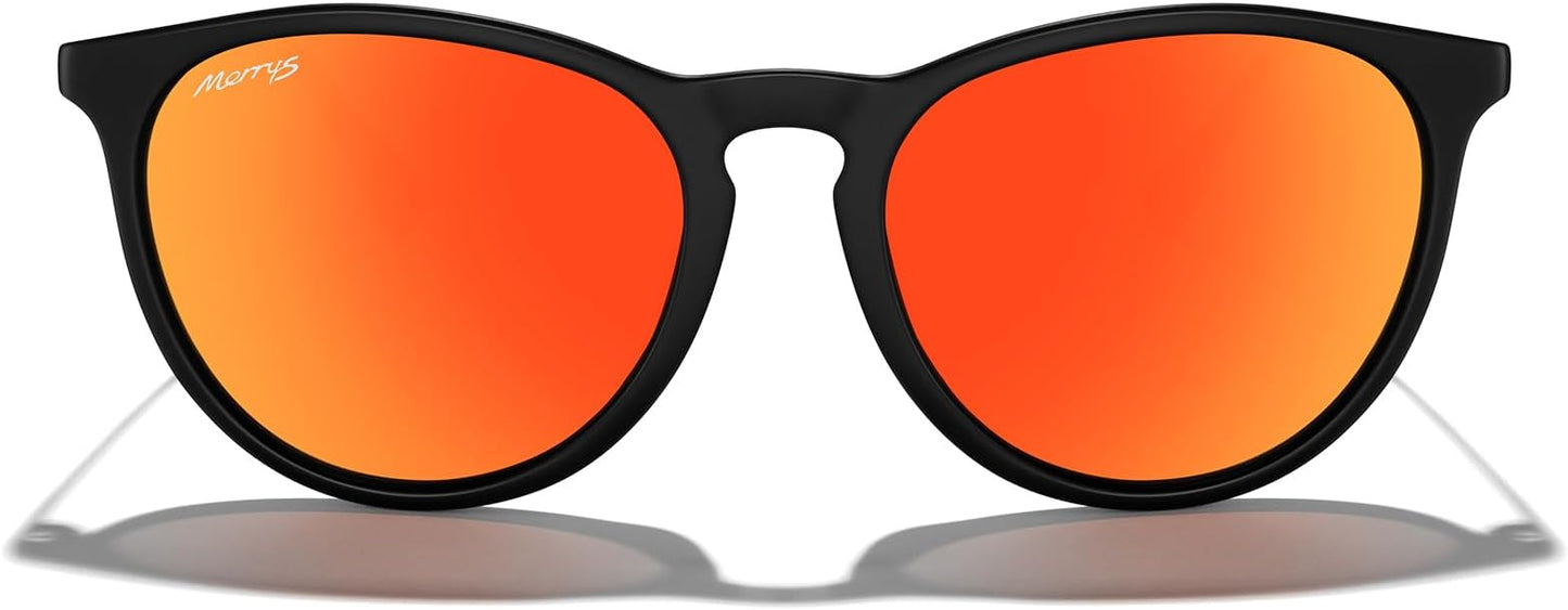 MERRY'S Vintage Polarized Sunglasses for Women Men Retro Round Mirrored Lens Sun glasses UV400