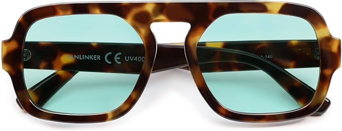 VANLINKER Oversized Retro Square Aviator Sunglasses for Women Men 70s Vintage Style Trendy Big Flat Top Sun Glasses VL9826