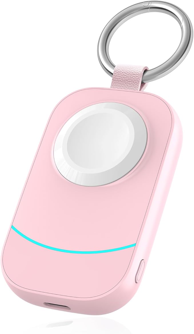 Valentines Day Gifts for Her Pink - Gifts for Women, Wife, Teen Girls - Portable Charger with Keychain for Apple Watch