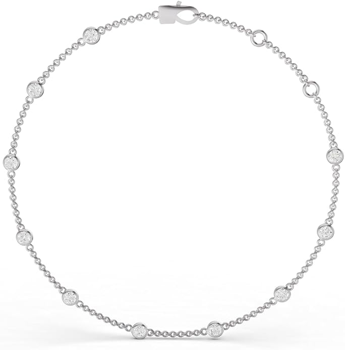 TimeLess Classics Women's Bracelet - Bezel Set Lab Grown Diamond Station Bracelet in 14K White & Yellow Gold - 0.25-4 Carat TW