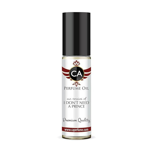 CA Perfume Impression of I Don't Need A Prince Unisex Eau De Parfum Amber Vanilla Scent Long Lasting Unisex Fragrance Travel Size TSA Ready for Day and Night Wear 0.33 Fl Oz 10ml