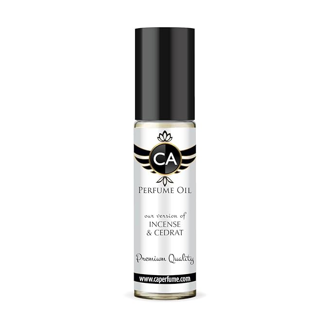 CA Perfume Impression of Incense & Cedrat Unisex Fragrance Oil Amber Woody Scent Long Lasting Perfumes for Women & Men Travel Size TSA Ready Mini Parfum Body Oil Roll-on 0.33 Fl Oz 10ml