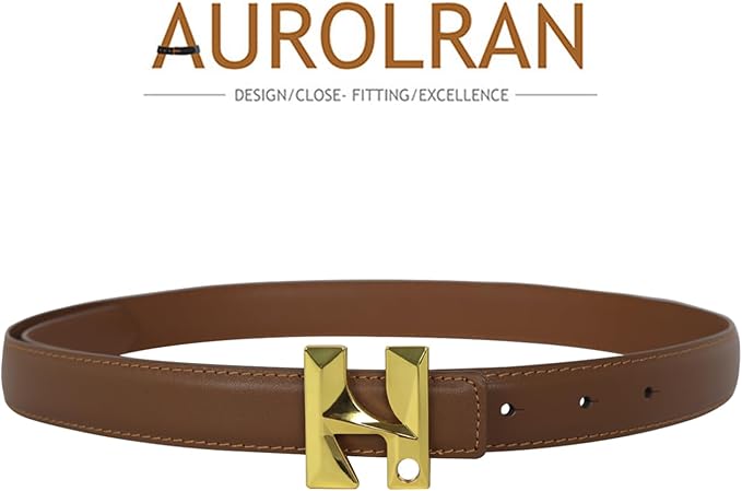 Women's Fashion Classic Metal Buckle Leather Belt with Jeans Dress