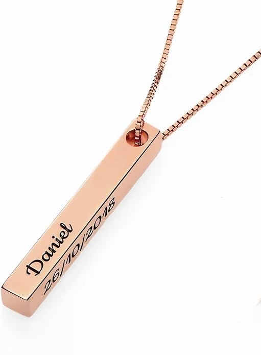 OAK & LUNA - Personalized Pillar Bar Necklace with Diamond Options - Custom Inscription Engraved Pendant - Up to 4 Names - Jewelry Gift for Women, Her, Mother For Mother's Day, Christmas