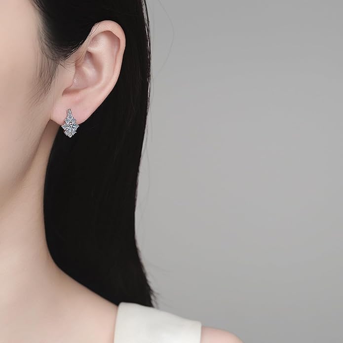 S925 Sterling Silver 0.5ct Diamond Huggies Earrings for Women,U-Shape D-Color VVS1,Perfect Minimalist Daily Jewelry
