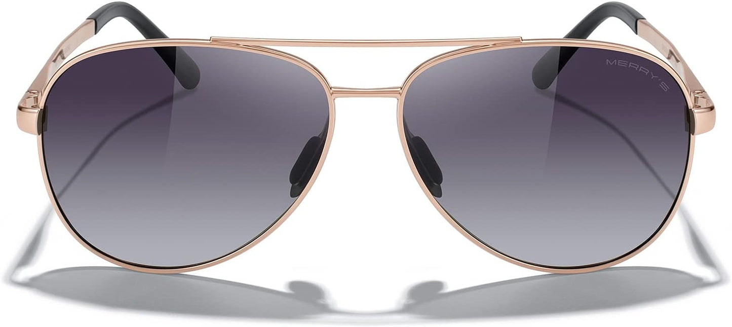 MERRY'S Aviator Sunglasses for Men Women - Polarized Driving Sun glasses Mirrored Lens UV 400 Protection 58 MM