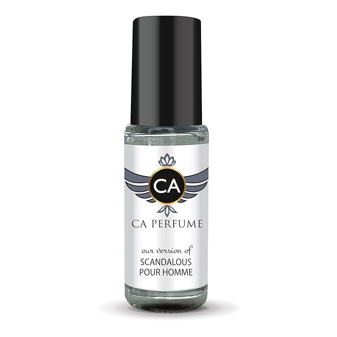 CA Perfume Impression of Scandalous Pour Homme for Men Perfume Oil Amber Woody Scent Long Lasting Cologne for Men Travel Size Mini Perfume Sample TSA Ready Body Oil Roll-on 0.14 Fl Oz 4ml