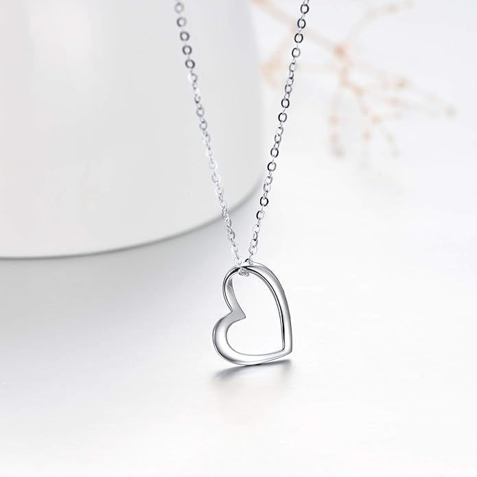 Solid 14k Gold Heart Necklace for Women, Fine Gold Love Jewelry Gifts for Wife/Mother/Girlfriend, Birthday Pesent for Her, 16+2 Inch