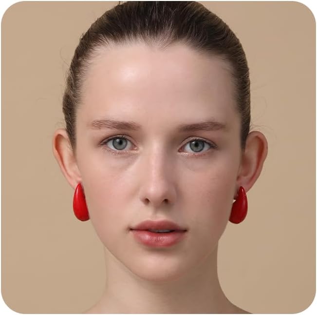 Apsvo Chunky 14K Gold Plated Hoop Earrings for Women, Lightweight Waterdrop Hollow Open Hoops, Hypoallergenic Dupes Earrings