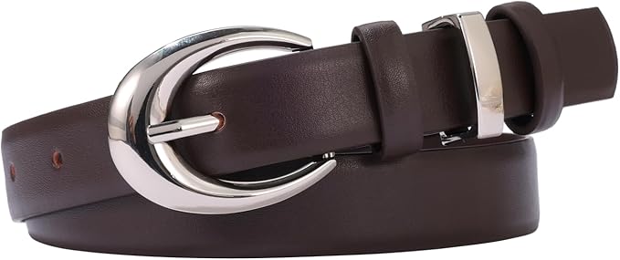 Women's Cow Leather Belt for Jeans Pants Fashion Ladies Skinny Dress Waist belt with Gold Buckle