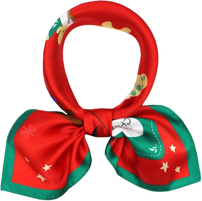ANDANTINO 100% Real Mulberry Silk Scarf -21'' x 21''- Lightweight Neckerchief –Women Men Small Square Digital Printed Scarves