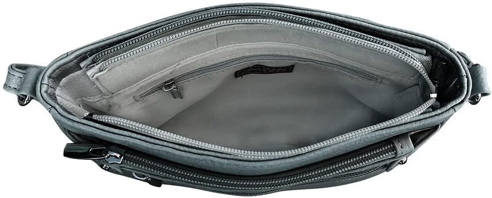 Cowhide Leather Women's Shoulder Purse Small Cross Body Organizer Bag with Many Pockets