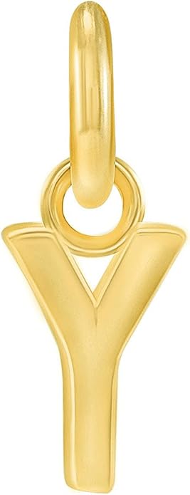 Takar Dainty 10K Gold Mini Initial Letter Pendant, A-Z Bold Gold Letter Charm For Women And Men, Personalized Pendant Charms, Christmas Gift for Women and Men Made In USA