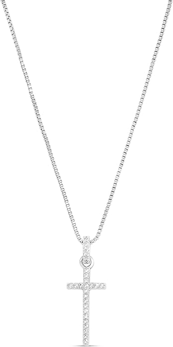 Milla 14K Gold Plated Cross Necklace for Women, Silver Cross Necklaces for Women, 18 inches Chain with Cross Pendant