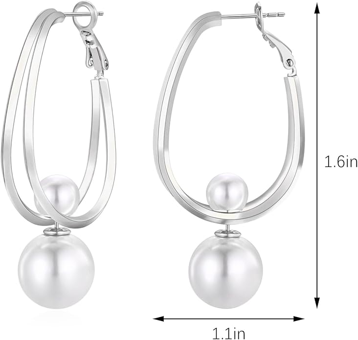 14k Gold Plated Lightweight Pearl Earrings,Trendy Jewelry,Teardrop Hoop Earrings for Women,Pearl Drop Earrings,Elegant Jewelry for Gifts