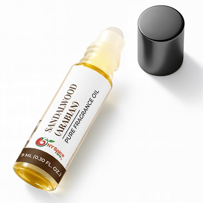 NY Spice Shop Arabian Sandalwood Fragrance – Pack of 5 Sandalwood Oil Perfume & Unisex Scent – Oriental Musk Aroma with Warm Wood Accord –Traditional Arabian
