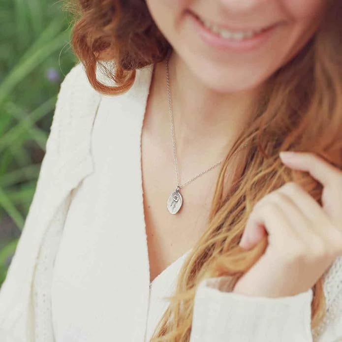 LISA LEONARD DESIGNS Pewter Birth Flower Pendant Necklace Minimalist Jewelry Necklaces For Women Gift For Her Dainty Necklaces