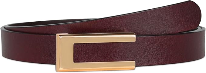 Women's Fashion Classic Metal Buckle Leather Belt with Jeans Dress