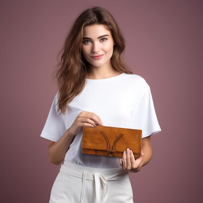Wallets for Women Large Capacity Leather Clutch Wallet Card Organizer Women's Purse