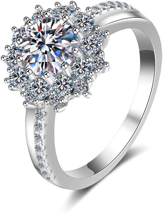S925 Sterling Silver Luxury 1 Carat Natural Diamond Engagement Ring |Excellent Cut VVS2 D-Color Brilliance | Unique Bridal Jewelry