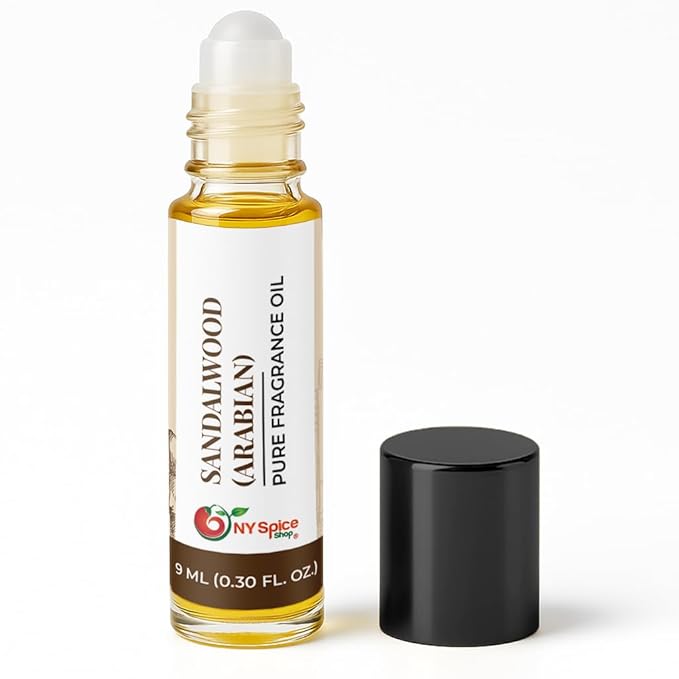 NY Spice Shop Arabian Sandalwood Fragrance – Pack of 1 Sandalwood Oil Perfume & Unisex Scent – Oriental Musk Aroma with Warm Wood Accord –Traditional Arabian