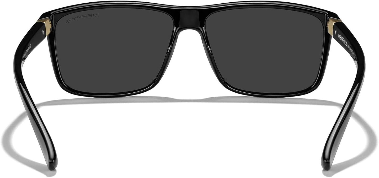 MERRY'S Rectangular Polarized Sports Sunglasses for Men Women Cycling Driving Fishing UV400 Protection S8225
