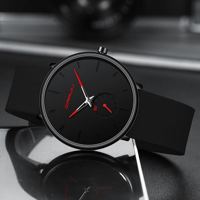 CRRJU Men’s Women Watch Casual Stylish Waterproof Quartz Unisex Wristwatches, Ultra Thin Watches for Men Women, Colorful Silicone Band