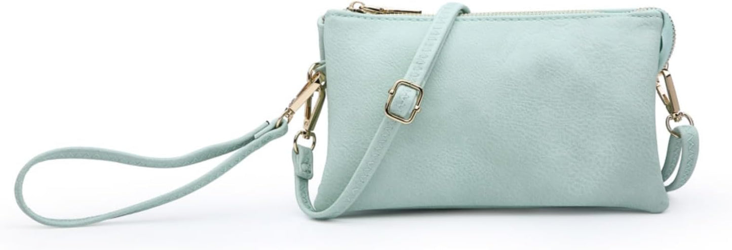 JEN & CO. Riley Small Crossbody Bags for Women Vegan Leather Wristlet Clutch Wallet Purses Handbags with 2 Straps
