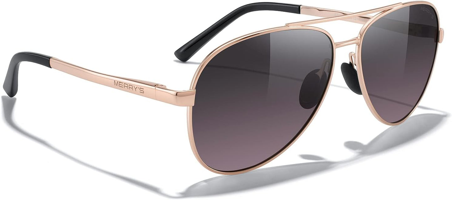 MERRY'S Aviator Sunglasses for Men Women - Polarized Driving Sun glasses Mirrored Lens UV 400 Protection 58 MM