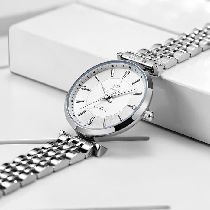 SHENGKE SK Classic Women Watches Fashion Ladies Dress Watch Solid Stainless Steel Band