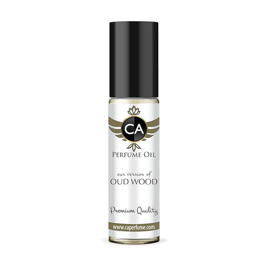 CA Perfume Impression of Oud Wood for Men Eau De Parfum Amber Woody Scent Long Lasting Cologne for Men Travel Size TSA Ready for Day and Night Wear 0.33 Fl Oz 10ml