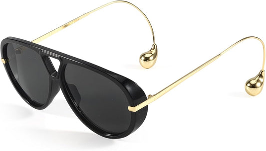 SODQW Oversized Aviator Sunglasses for Women With Earring Trendy Large Big XL Size 2025 Designer Ladies Shades
