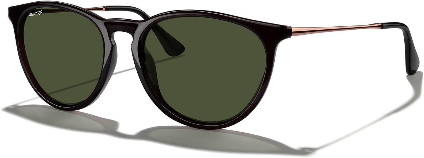 MERRY'S Vintage Polarized Sunglasses for Women Men Retro Round Mirrored Lens Sun glasses UV400