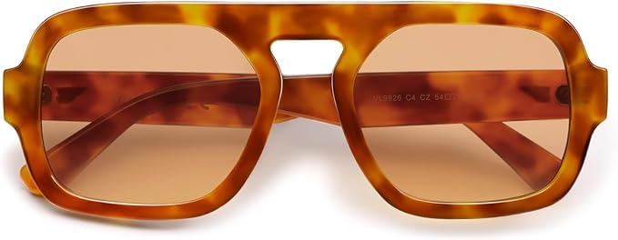 VANLINKER Oversized Retro Square Aviator Sunglasses for Women Men 70s Vintage Style Trendy Big Flat Top Sun Glasses VL9826