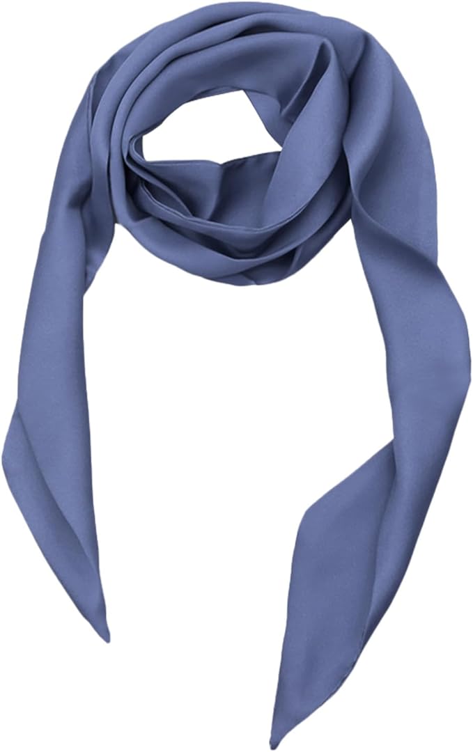 Long Satin Neckerchief Versatile Ribbon Tie Neck Scarf Solid Color Skinny Womens Tie