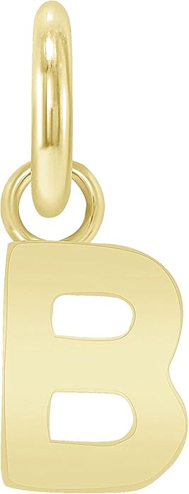 Takar Dainty 10K Gold Mini Initial Letter Pendant, A-Z Bold Gold Letter Charm For Women And Men, Personalized Pendant Charms, Christmas Gift for Women and Men Made In USA