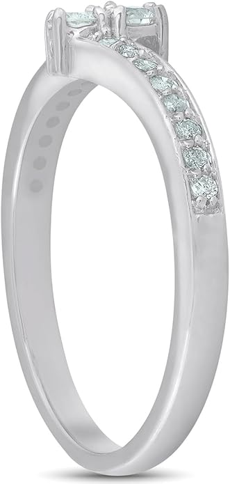 Pompeii 1/4 Ct Two Stone Diamond Engagement Forever Us Ring White Gold Anniversary Band
