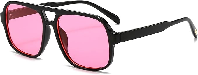 Retro Aviator Sunglasses for Women Men Trendy Classic 70s Square Aviator Sun Glasses Vintage Shades