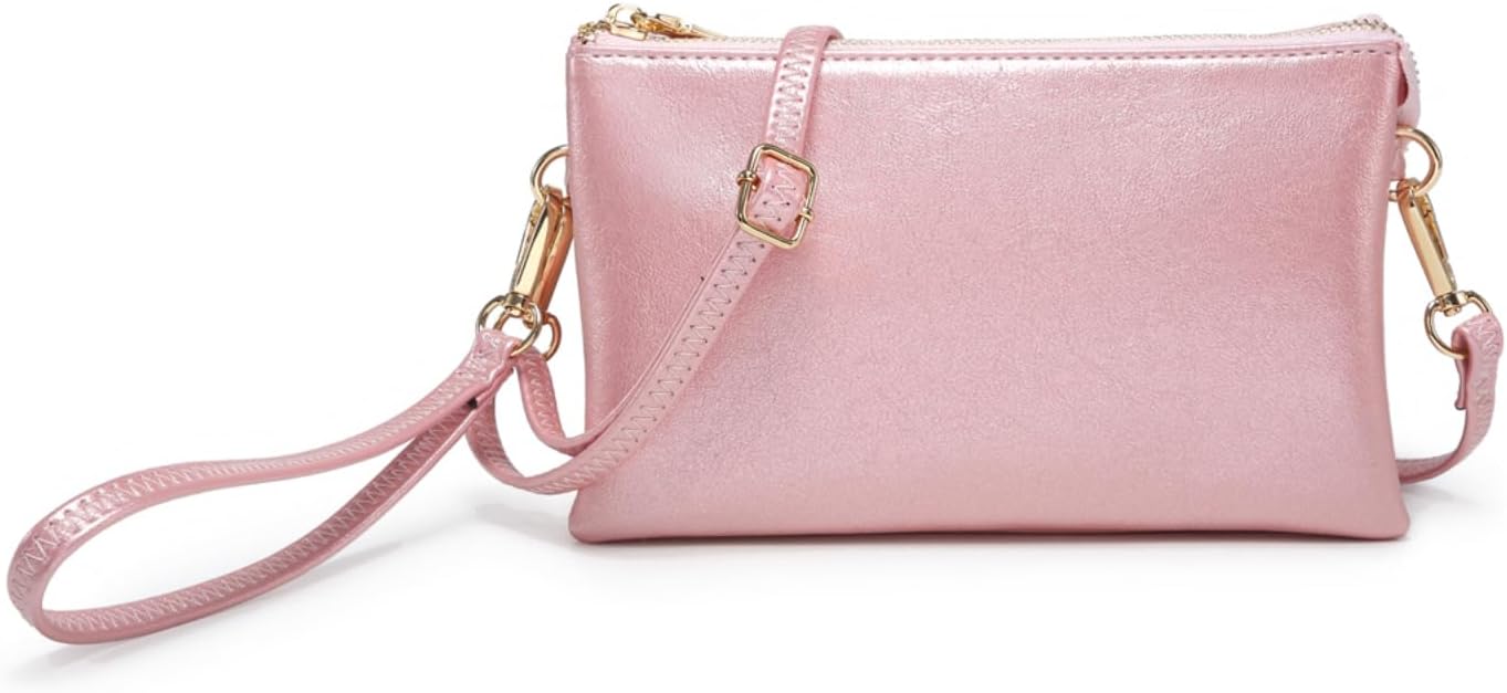 JEN & CO. Riley Small Crossbody Bags for Women Vegan Leather Wristlet Clutch Wallet Purses Handbags with 2 Straps