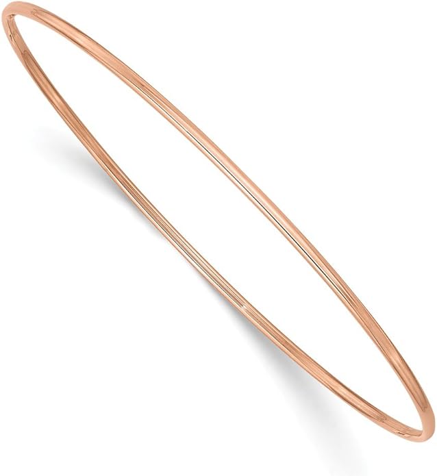 Solid 14K 1.5mm Rose Gold Slip-On Bangle Bracelet