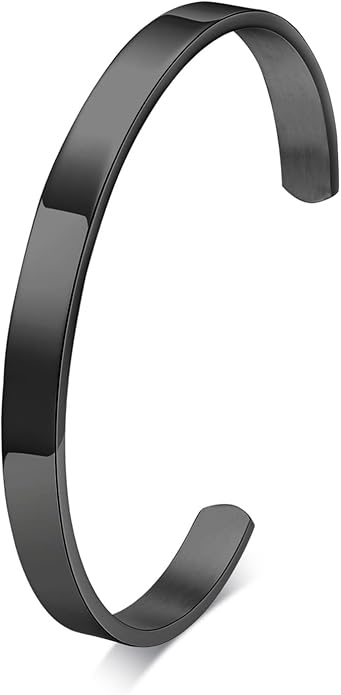 MEALGUET Stainless Steel Mens Cuff Bracelet : Minimal Cool Silver/Black/Gold Plated Open Metal Cuff Bangle Bracelets for Men,Mens Bracelet Jewelry Gift