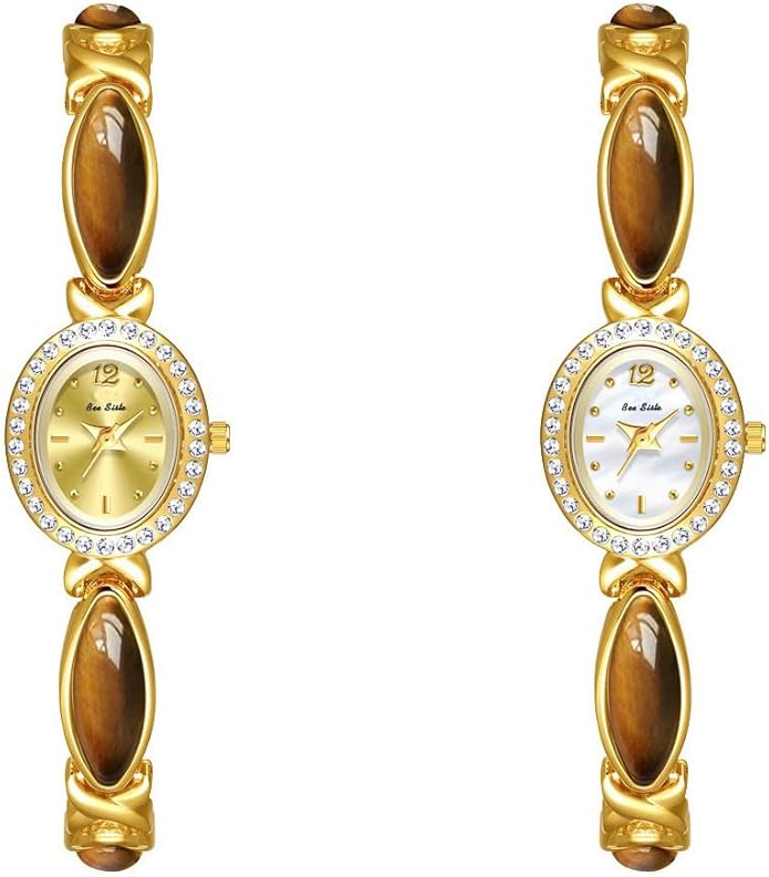 LOREO Elegant Women’s Gold Bracelet Watch Vintage Oval Dial, Waterproof Quartz Movement, Small Face Dress Watch for Ladies