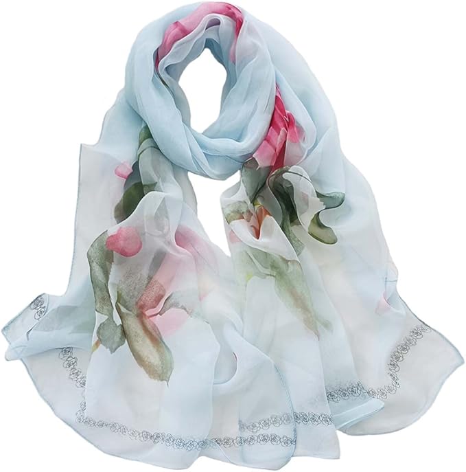 Pokeedioty Women’s Scarf Lightweight Elegant Floral Pattern Scarf Fashion Scarves Sheer Scarfs Shawls